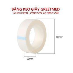 Hộp 24 cuộn Băng keo giấy Greetmed 1.25cmx10yds dùng cố định băng gạc kim truyền