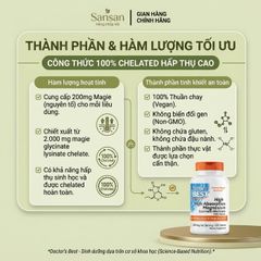 TPBVSK Viên uống Magie Doctor's Best High Absorption Magnesium Lysinate Glycinate 100mg, 120 viên - Nội địa Mỹ