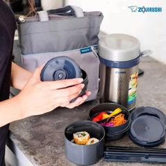 Hộp cơm giữ nhiệt 3 ngăn Zojirushi SL-NC09-ST 0.84L sản xuất tại Thái Lan, bảo hành giữ nhiệt 1 năm