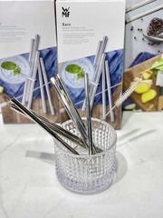  Bộ ống hút thẳng WMF Baric Cromargan 6 chiếc, kèm cọ rửa, cao 18cm