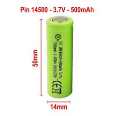 PIN MÁY CẠO RÂU 14500 3.7V 500mAh, DÙNG MÁY CẠO RÂU, TÔNG ĐƠ, MÁY TĂM NƯỚC, XE ĐỒ CHƠI 651188