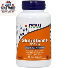 Viên uống Trắng Da Đẹp Da Trẻ Hóa Da và Chống Oxy Hóa Giúp Da Trẻ Khỏe Now Glutathione 500mg