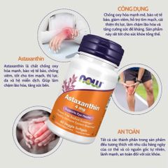 Viên uống ASTAXANTHIN viên chống oxy hoá Trẻ hoá cơ thể chống lão hoá NOW Astaxanthin 4mg