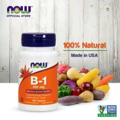Viên uống NOW Vitamin B1 100mg 100 viên– Hỗ Trợ Thần Kinh & Tăng Cường Năng Lượng