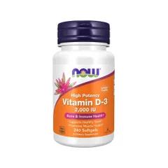 Viên uống NOW Vitamin D-3 2000 IU giúp tăng cường sức đề kháng, miễn dịch, hỗ trợ sức khỏe tim mạch
