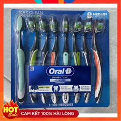 [Hàng Mỹ] Set 08 Bàn Chải Đánh Răng Oral-B CrossAction Advanced Toothbrushes, Max clean - Small Family 657780