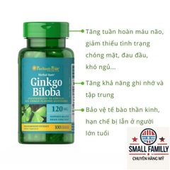 Viên uống tuần hoàn não, bổ não Ginkgo Biloba 120mg Puritan's Pride