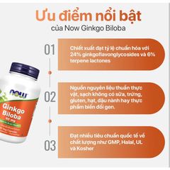 NOW Ginkgo Biloba 60 mg-viên uống giúp cải thiện chức năng não bộ và tăng tuần hoàn máu não 657820