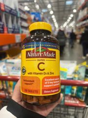Viên uống Nature Made Super C với Vitamin D3 & Kẽm - Bổ sung miễn dịch, hỗ trợ sức khỏe và làm đẹp da - Hàng Mỹ 200 viên