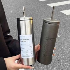 Ly Giữ Nhiệt Inox Nắp Vặn Kèm Ống Hút 600ml
