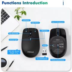 Chuột không dây công thái học Mblue, sạc pin tiện lợi, thiết kế treo độc đáo
