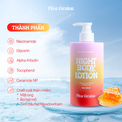 Sữa Dưỡng Thể Five Grains Niacinamide Night Body Lotion Sáng Da Cấp Ẩm Ban Đêm 500ml
