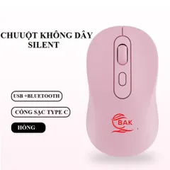 Chuột Không Dây BAK 6600 Bluetooth 5.0 & 2.4G - Pin Sạc - Chống Ồn Silent - Dùng Cho Laptop PC iPad Điện Thoại