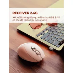 Chuột Không Dây Sạc Pin INPHIC M8 Plus Hồng Cute Silent Không Tiếng Ồn, Kết Nối USB, Chỉnh DPI