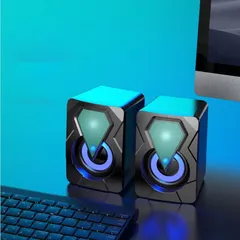 Loa Máy Tính Mini E-1046/E-1053 LED RGB 7 Màu - Loa 2.0 Bass Hay Cho Laptop PC Giá Rẻ - BH 6 Tháng