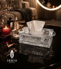 Hộp giấy ăn pha lê thuỷ tinh mài Irris