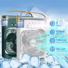 Quạt Phun Sương Mini Làm Mát 600Ml Có Chế Độ Hẹn Giờ Thông Minh Tích Hợp Đèn Led Tiện Lợi Dễ Dàng Sử Dụng