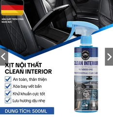 COMBO 2 CHAI RẺ HƠN 25% KHI MUA 1 CHAI. Xịt Vệ Sinh Nội Ngoại Thất Ô Tô CLEAN INTERIOR 500ml, Làm Sạch Khử Mùi Kính, Ghế Da Nỉ