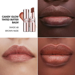 (Cao cấp) Son Dưỡng YSL Yves Saint Laurent Candy Glow Tinted Butter Balm 6B Brown Nude Màu Nâu Nude  Chính hãng