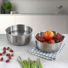 SET THỐ VÀ RỔ INOX GKÖCH 2IN1 MYXED1718 (kích thước 20,5cm & 21cm)