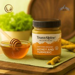 Mật ong cỏ ba lá hữu cơ kết hợp với nghệ TranzAlpine Certified Organic Honey And Turmeric 250g