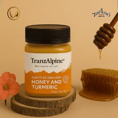 Mật ong cỏ ba lá hữu cơ kết hợp với nghệ TranzAlpine Certified Organic Honey And Turmeric 250g
