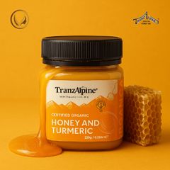 Mật ong cỏ ba lá hữu cơ kết hợp với nghệ TranzAlpine Certified Organic Honey And Turmeric 250g