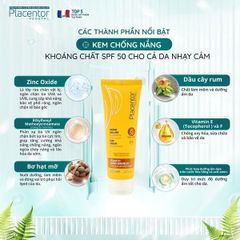 Kem Chống Nắng Placentor Vegetal Sun Cream Spf 50 Uva-Uvb Face And Sensitive Areas