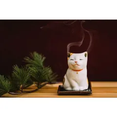 Lư hương Hình Mèo Con Urara Kouro Kitten - Gốm Sứ Cao Cấp (Kèm Đế Cắm)