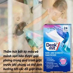 Giấy giặt chống lem màu Denkmit Đức hộp 24 tờ hút màu quần áo chống loang màu khi giặt