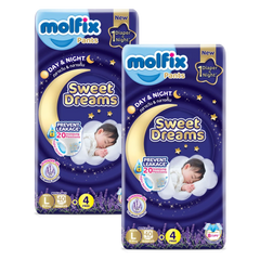 Combo 2 Molfix tã quần Sweet Dreams size L (40+4) Jumbo