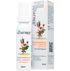 Chai xịt giảm đau họng keo ong Vitatree 30ml - Mẫu mới (nhập khẩu, tem phụ)