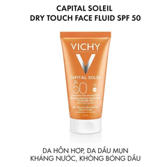 (Cao cấp) Sữa chống nắng Vichy Capital Soleil Dry Touch Face Fluid SPF50 PA+++ UVA + UVB 50ml Chính hãng