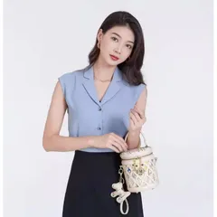 (Hàng V.I.P LIMITED - KHÔNG HỘP) - Túi xách Nữ MENGLISHA Màu Trắng, Thiết Kế Họa Tiết Hoa Văn, Dáng Trụ Tròn