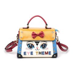 (EYETHEME CHÍNH HÃNG - M2846#) - Túi xách nữ kiểu retro phối màu dễ thương, chất liệu da phủ dầu sáp, thời tra