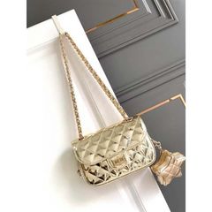 Size 20 Da PU Kẻ Sọc Nữ Sling Túi Thường Ngày Khóa Dây Xích Túi Messenger Flap