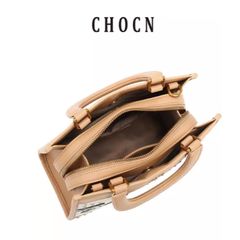 Túi Xách Nữ C.H.O.C.N Thiết kế DÁNG VUÔNG thêu họa tiết lạ mắt, dễ thương DA THẬT