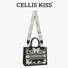 (Hàng V.I.P LIMITED - NO BOX) - Túi xách Tote Nữ CELLIS KISS sức chứa lớn họa tiết thêu thời thượng, đẳng cấp, màu Đen