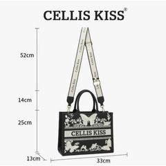 (Hàng V.I.P LIMITED - NO BOX) - Túi xách Tote Nữ CELLIS KISS sức chứa lớn họa tiết thêu thời thượng, đẳng cấp, màu Đen