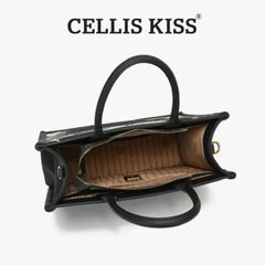 (Hàng V.I.P LIMITED - NO BOX) - Túi xách Tote Nữ CELLIS KISS sức chứa lớn họa tiết thêu thời thượng, đẳng cấp, màu Đen