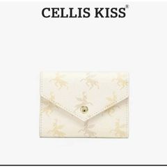 (Hàng V.I.P LIMITED - FULL BOX) - Ví đựng thẻ Cellis Kiss 12 ngăn tối giản sang trọng, thời thượng . Màu Kem Vì Gấp