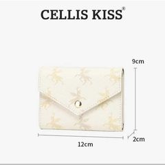 (Hàng V.I.P LIMITED - FULL BOX) - Ví đựng thẻ Cellis Kiss 12 ngăn tối giản sang trọng, thời thượng . Màu Kem Vì Gấp