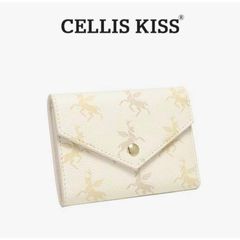 (Hàng V.I.P LIMITED - FULL BOX) - Ví đựng thẻ Cellis Kiss 12 ngăn tối giản sang trọng, thời thượng . Màu Kem Vì Gấp