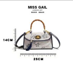 (Hàng V.I.P LIMITED) - Túi xách nữ phiên bản giới hạn MISS GAIL quai gỗ thêu