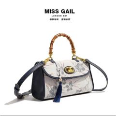 (Hàng V.I.P LIMITED) - Túi xách nữ phiên bản giới hạn MISS GAIL quai gỗ thêu