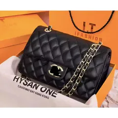 (HÀNG QC ĐẸP XỊN) - Túi Xách Da Đeo Chéo Cỡ Lớn Phối Dây Xích Thời Trang Cao Cấp Cho Nữ bản 2 nắp KHÓA VÀNG