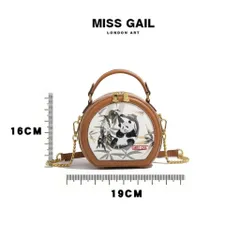 (Hàng V.I.P LIMITED) - Túi xách tròn MISS GAIL thêu gấu trúc phong cách đặc biệt phiên bản giới hạn