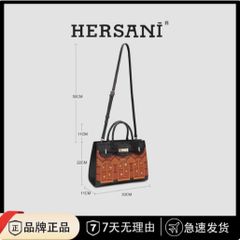 (Hàng V.I.P LIMITED ORDER) - Túi xách nữ HERSANI thiết kế da thật đen phối cam sang chảnh
