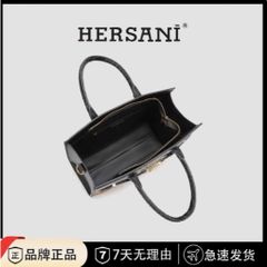 (Hàng V.I.P LIMITED ORDER) - Túi xách nữ HERSANI thiết kế da thật đen phối cam sang chảnh