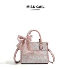 (Hàng V.I.P LIMITED) - Túi tote thêu hoa MÀU HỒNG nhẹ nhàng, tinh tế MISS GAIL sang chảnh tặng dây buộc nơ
